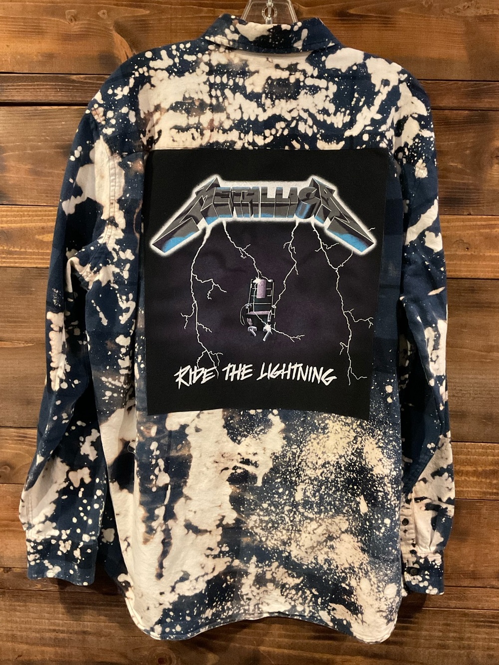 Custom RARE Metallica "Ride the Lightning" Flannel Bleached Button-Up Shirt XL